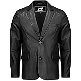 Jild Invisible Stitching Casual Leather Blazer for Men - 2-Button Closure Coat Style Regular Fit Lambskin Leather Jacket Men