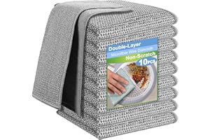 Stainless Steel Kitchen Cleaning Cloths, Washable Steel Wool Sponges, Reusable Silver Polishing Cloths for Heavy Duty Kitchen