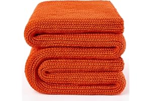 Guohaoi Knitted Weighted Blanket(Orange 50"x60" 5lbs),Home Décor Cooling Throw Blanket for Hot Sleepers,Hand Made Chunky Knit Heavy Blanket Use on Twin Size Bed