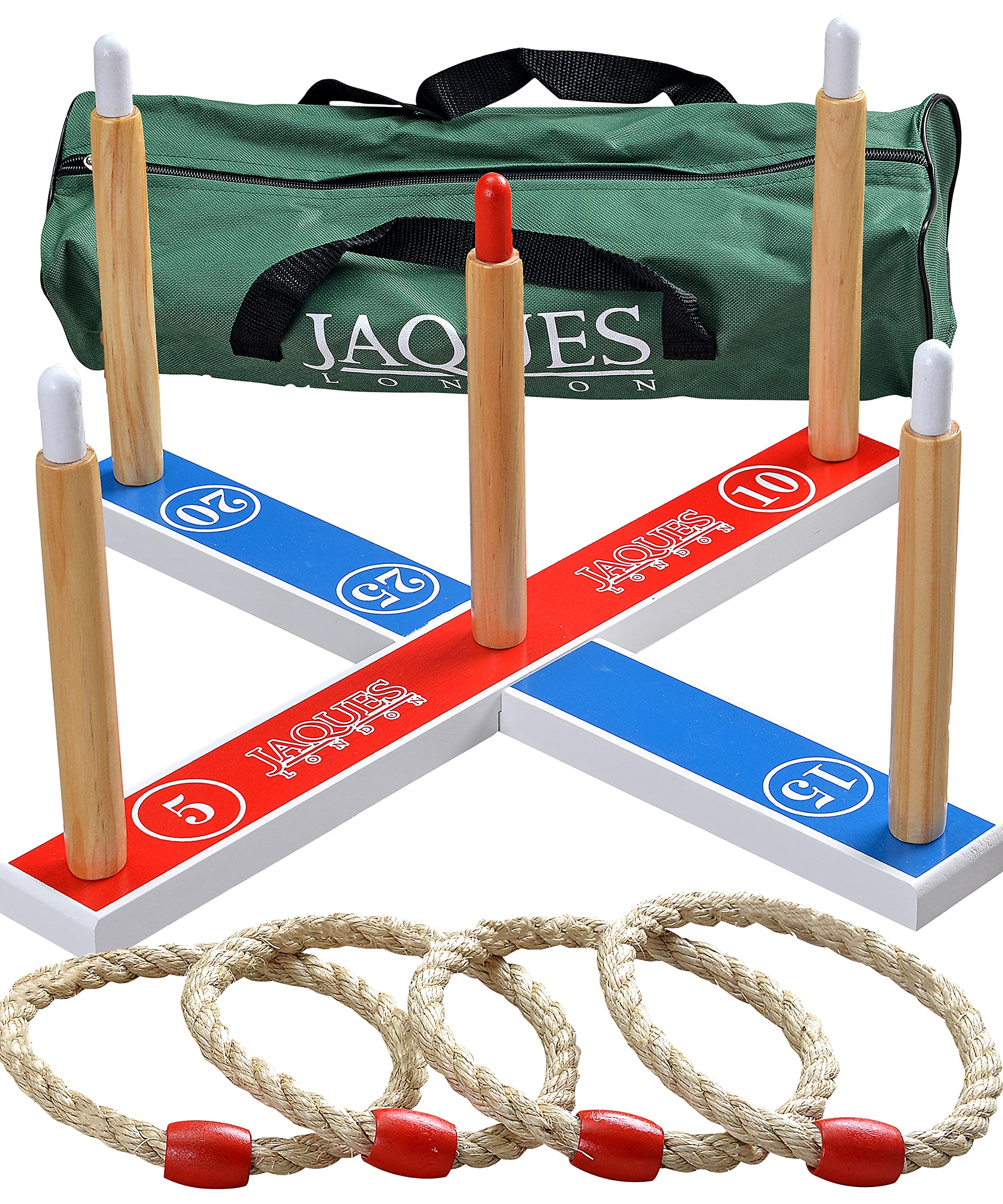 Jaques of London Quoits Garden Game | Outdoor Games| 4 Rope Quoit Ring Toss Game | Wooden Quoits Set | Family Lawn Games | Since 1795