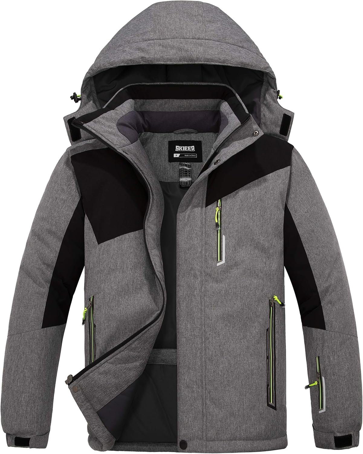 Skieer Men's Waterproof Ski Jacket Warm Winter Snow Coat Windproof Hooded Rain Jacket: Clothing