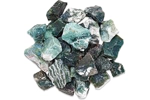 DEY DESIGNS 1/2 lb Moss Agate Rough Stones - Natural Raw Crystals for Tumbling Cabbing Polishing Wire Wrapping Lapidary & Jewelry Making - Fountain Decoration Rocks - Reiki Yoga & Wicca Healing - Bulk Rocks