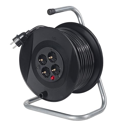 as - Schwabe Aktions Profi-Kabeltrommel, 20m Kabel, 4 Steckdosen, schwarz 11103