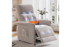 LegacyAmerhome Power Recliner Chair for Adults with Heated and Massage, Adjustable Electric Reclining Chair Sofa, Single Sofa Home Theater Seating with Side Pocket