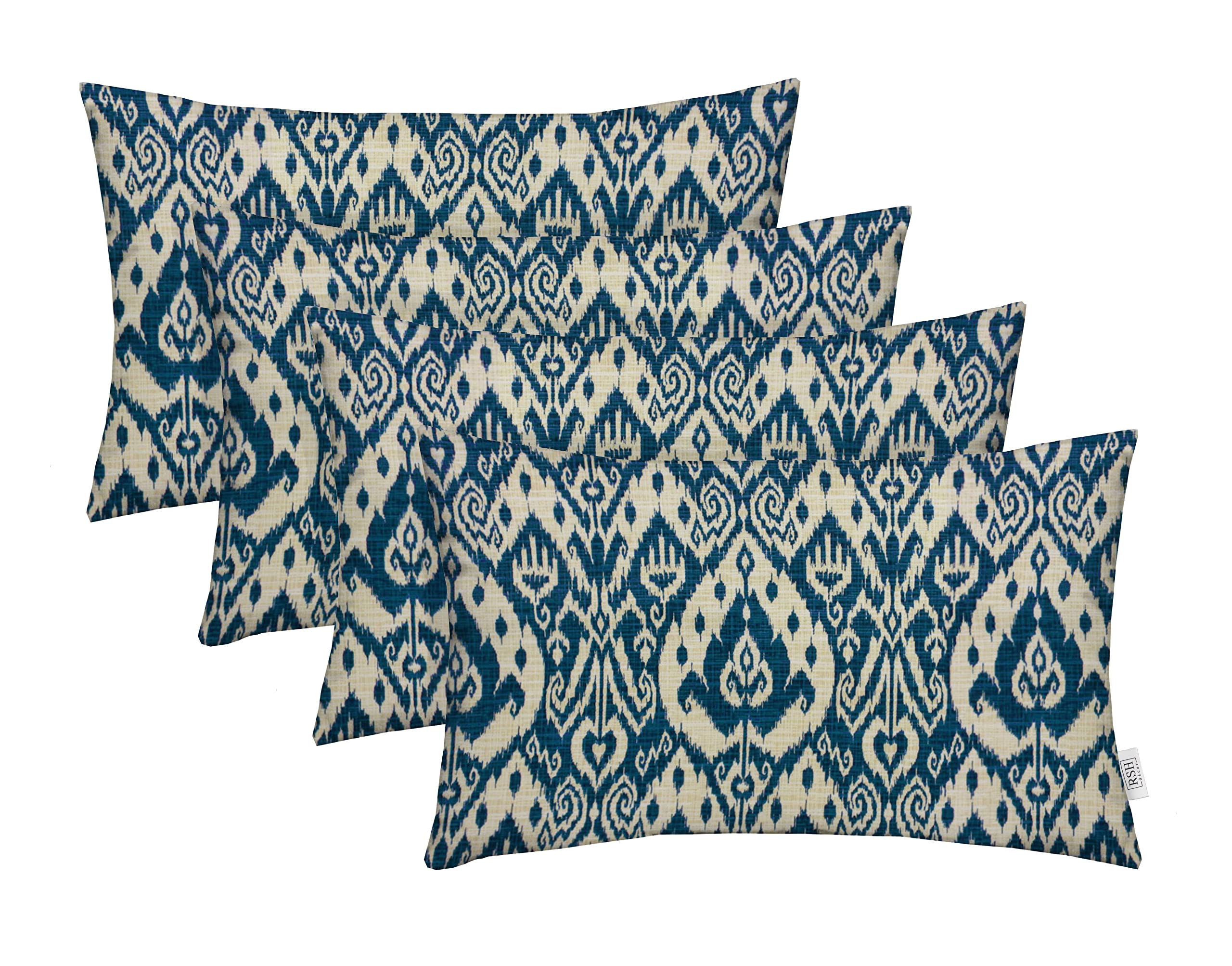 RSH DECOR: Lumbar Throw Pillows Set of 4 | 20” x 12" | All-Weather Spun Fabric | Water and Fade-Resistant | Outdoor Support Pillows for Patio Furniture | Ashmore Marine Image