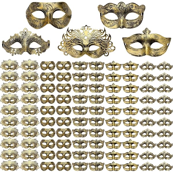Hollowfly 200er Pack Karnevalsmasken – Vintage-Look Für Partys, Cosplay & Events In Gold, Silber, Schwarz, Kupfer