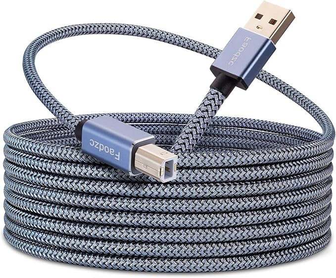 Printer Cable 25 ft, Faodzc Long USB Printer Cord 2.0 Type