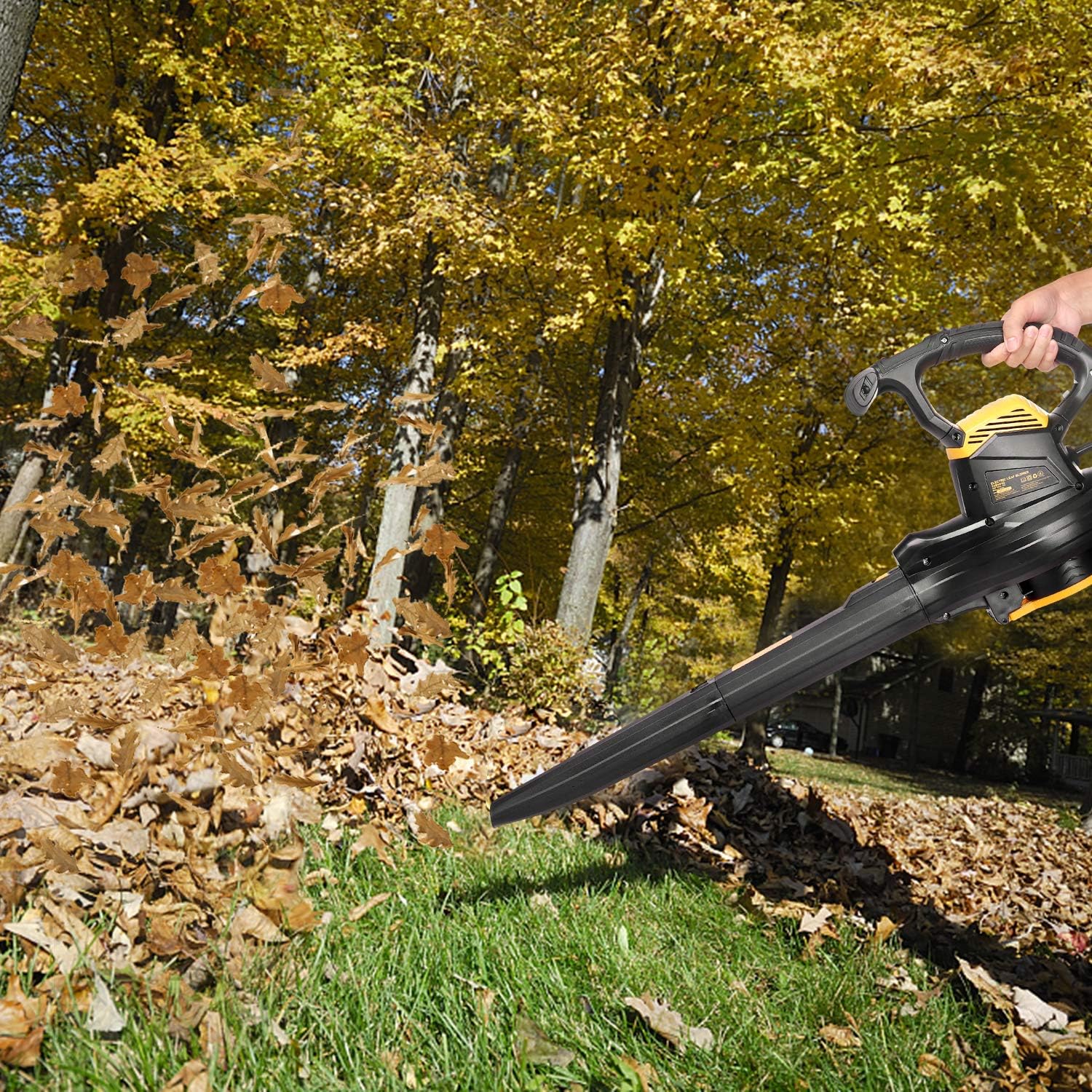 TECCPO Leaf Vacuum, 12 Amp 3-in-1 Leaf Blower/Vacuum/Mulcher, Mulching Ration of 16:1, Variable Blow Speed of 170/250mph, 280/410 CFM, 40L Collection Bag - TABV01G : Garden & Outdoor
