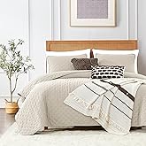 ROARINGWILD Beige Twin Size Quilt Bedding Set with 1 Pillow Sham, Lightweight Soft Microfiber Bedspread Coverlet, Thin Comforter Bed Cover for All Season, 2 Pieces, 68x90 inches