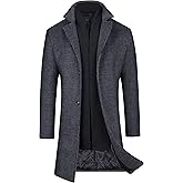 WULFUL Men Wool Trench Coat Slim Fit Winter Coat