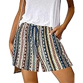 BTFBM Womens Boho Spring Shorts 2026 Beach Vacation Clothes Elastic Waist Casual Printed Loose Short Lounge Pant Pockets