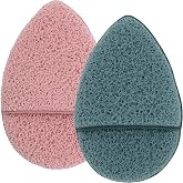 S&amp;T INC. Face Scrubber, 2 Pack, 2.6" x 3.9", Blue and Pink | Teardrop Shape Face Sponge, Exfoliation Pad, Makeup Remover, Reusable