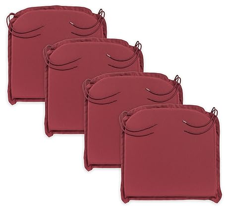 sleepling Outdoor 193924 4er Set Sitzkissen Stuhlkissen 44 x 47 x 6 cm, rot
