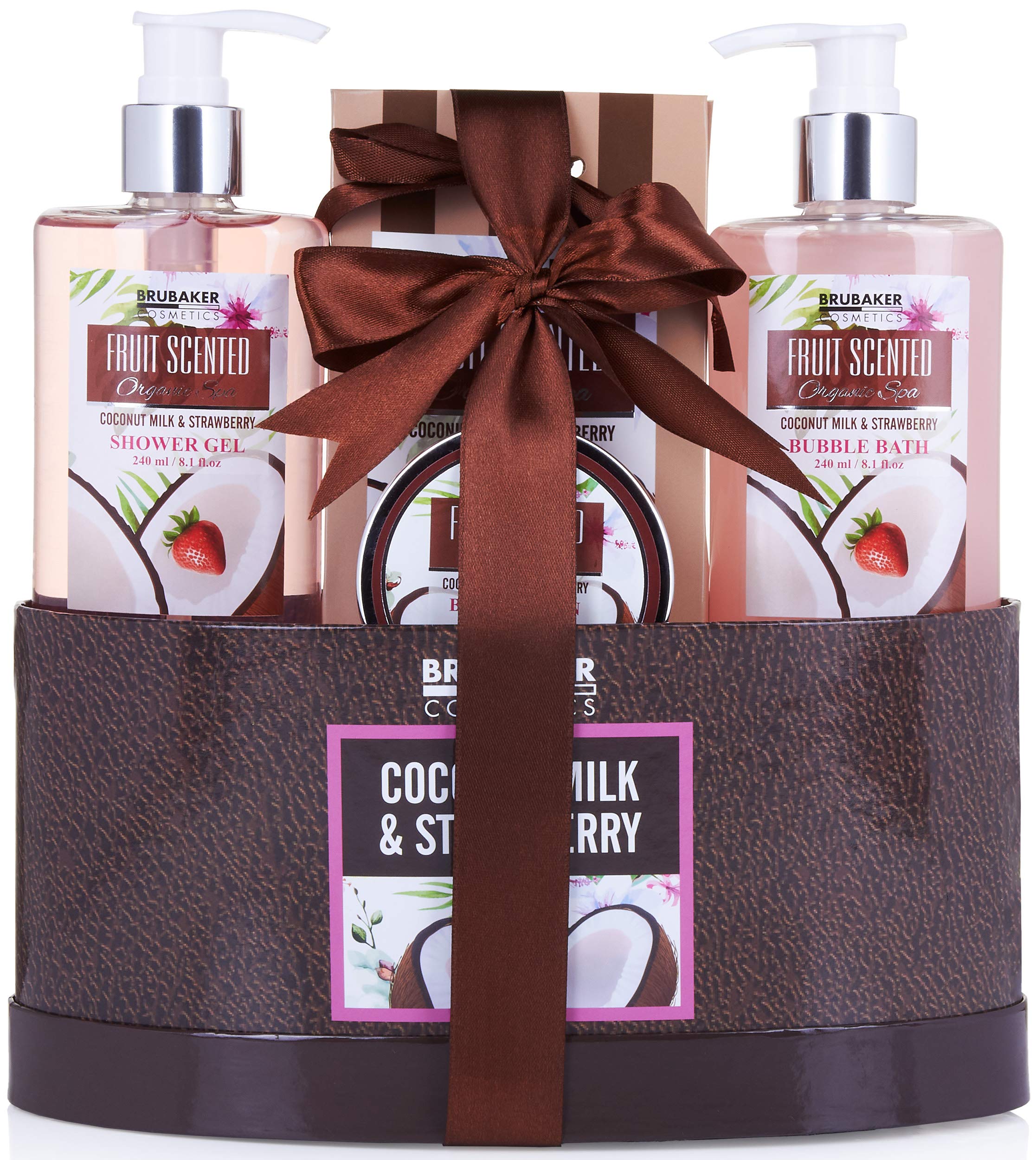 BRUBAKER Cosmetics 'Coconut Milk & Strawberry' 5-Pieces Bath Set in Gift Box