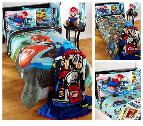 Super Mario Bros Mario Kart Reversible Comforter With Sheets