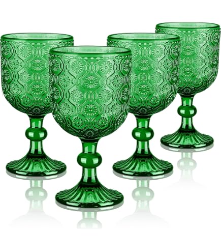 Abbott Collection - Verre à Vin Vert émeraude 355 Ml, Pied élégant Pour Réceptions