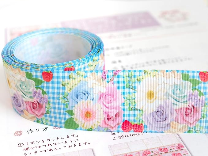 Amazon フラワーリボンsingle21 Sweet雑貨オリジナルリボン 幅38mm 4ヤード 約3 7メートル リボンの作り方 ベアトップドレスの作り方 着物 浴衣ドレスの作り方 付き 並行輸入品 リボン 通販