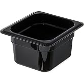 Carlisle FoodService Products Storplus 1/6-Size Plastic Food Pan, Food Storage Container, for Catering, Buffets, Restaurants, Polycarbonate, 1/6 Size, 4 Inches Deep, Black, (Pack of 6)