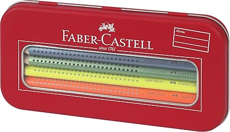 Faber-Castell 110940 - Jumbo Grip Malset, 10er Etui, neon metallic