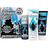 H2Ocean Extreme Tattoo Aftercare Kit – Complete 3-Step Tattoo Care & Healing Set with Antibacterial Foam Soap, Moisturizing Cream & Ointment – Sea Mineral Enriched Formula for Healthy, Vibrant Tattoos