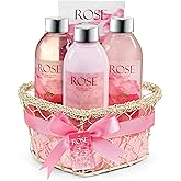 Heart Pink Rose Spa Bath and Body Gift Basket for Women with Shower Gel, Bubble Bath and Body lotion and Bath Salt Bath Gift Set – Mother's Day Gift for Mom