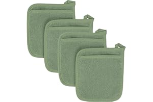 RITZ Terry Pocket Mitt & Hot Pad: Unparalleled Heat Resistant, Durable 100% Cotton – Ergonomically Designed for Optimal Grip – Easy-Care Machine Washable – 4-Pack, Juniper