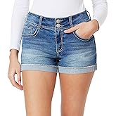 WallFlower Womens Luscious Curvy Mid-Rise Denim Insta Stretch Juniors Bling 3" Shorts & 9" Bermuda, Sizes 0 to 24