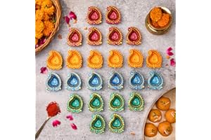 LETZ CELEBRATE (Pack of 24) Clay Diyas with Cotton Wick, Diwali Decorations For Home, Mitti Diyas for Pooja, Indian Pooja Decor For Mandir, Diwali Gifts, Earthen Lamp for Navratri Dussehra, Party Favors