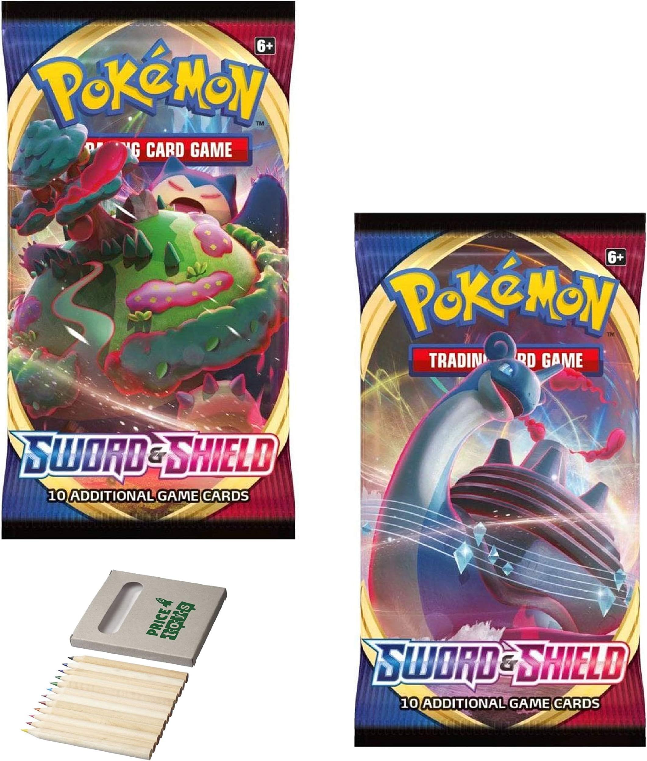 Price Toys Pokemon Booster Packs | POK816512 TCG: Sword and Shield Booster Packs | 20 cards Colouring Set (S&S 2 pack)