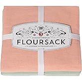 Now Designs Floursack Kitchen Towels Quick Dry Cotton Hand Towel Set, 3 Count, Dawn/Eucalyptus/Mist, 20 x 30 in