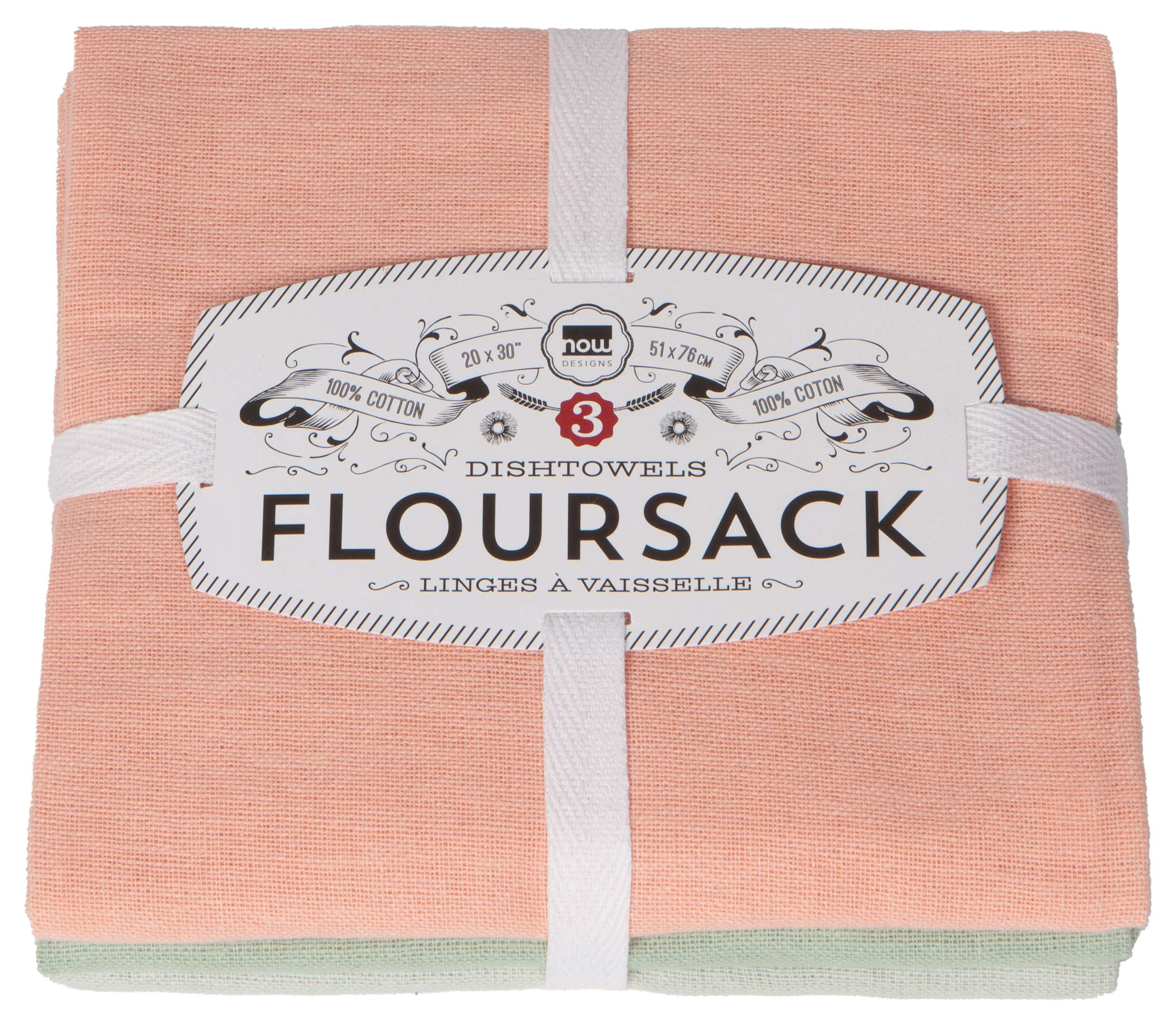 Now Designs Floursack Kitchen Dish Towels Dawn/Eucalyptus/Mist 20 x 30in, Set of 3