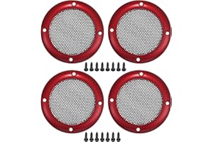 ACROPIX Universal 2" Car Speaker Grills Cover Mesh Round 2 Inch Audio Speaker Subwoofer Guard Protector Case with Mounting Screws Iron Red - Pack of 4