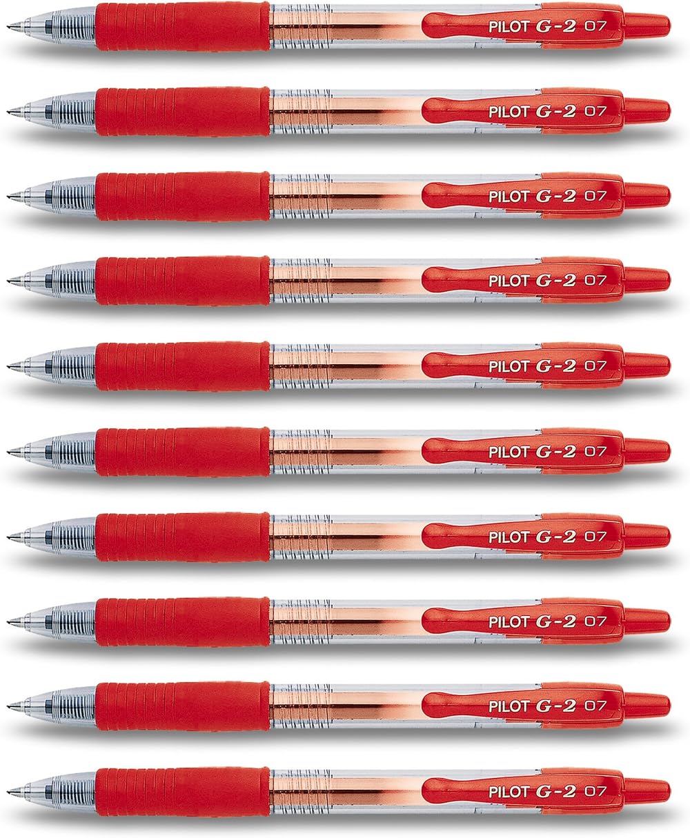 Pilot G2 Retractable Gel Pens Red 10 Stifte