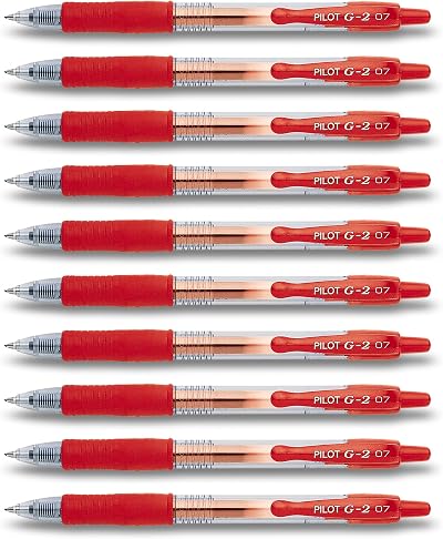 Pilot G2 Retractable Gel Pens Red 10 Stifte