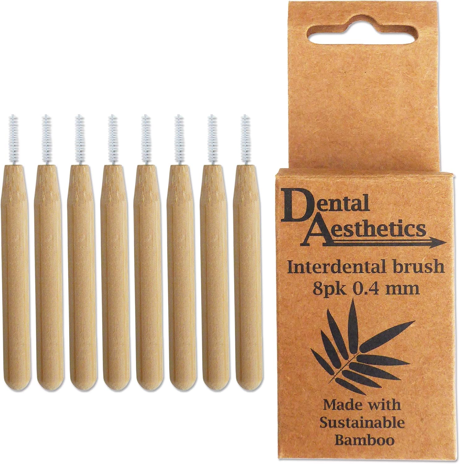 Bamboo Interdental Brushes Size 0.4mm, Bamboo Handle, Eco Friendly, 8