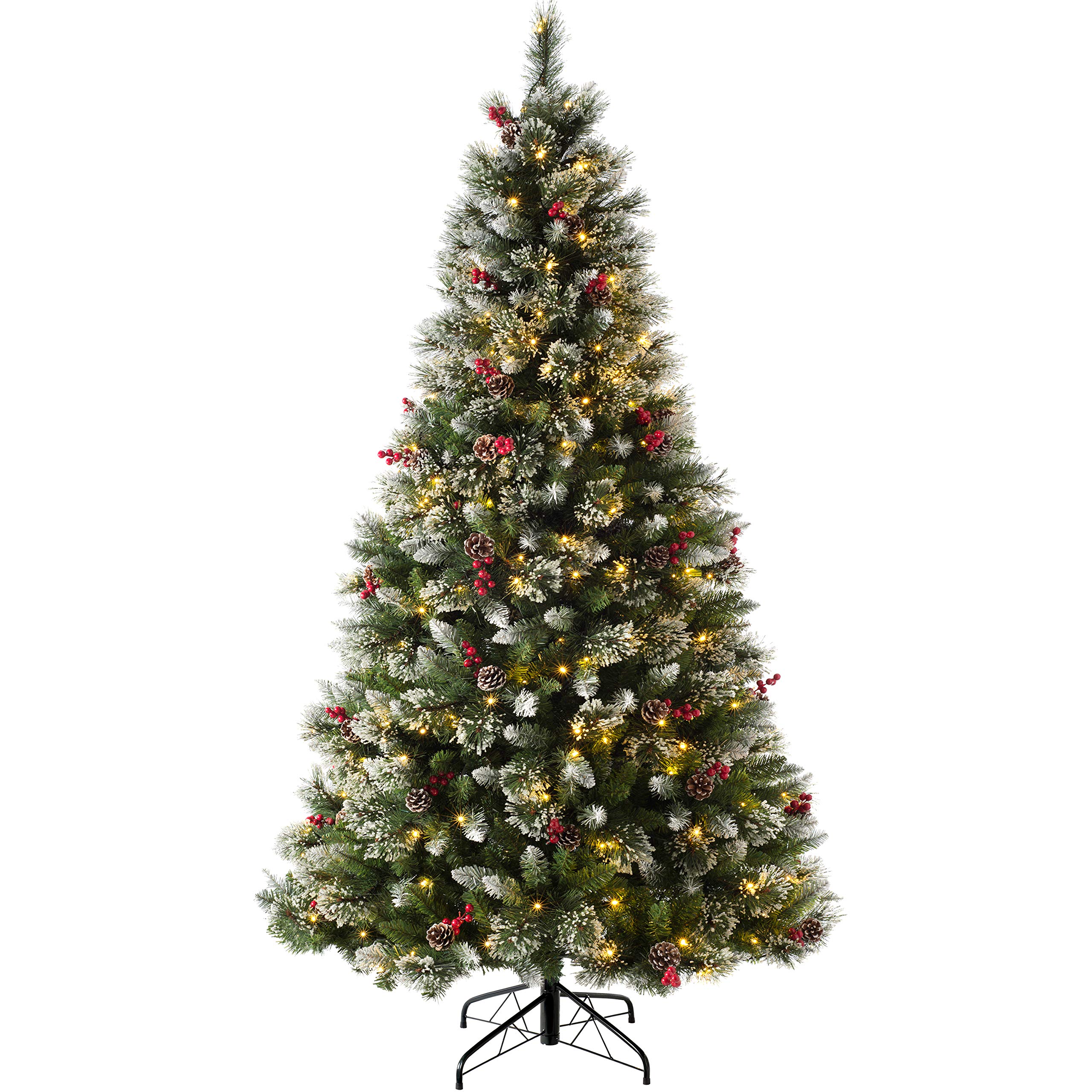 WeRChristmas Pre-lit Victorian Snow Coated, Berries & Cones Christmas Tree with 160 LED Lights, Green, 5 feet/1.5m, WRC-8635