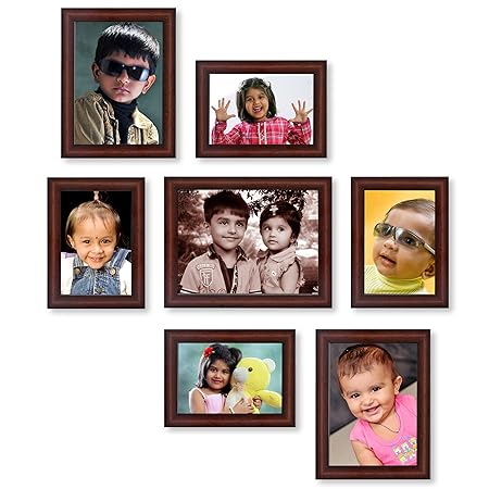 Ajanta Royal Classic Set of 7 Individual Photo Frames (1-6x8,2-5x7 & 4-4x6 Inch) : A-40B (Brown)
