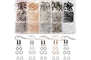 TOAOB THE ONE AND ONLY BABY TOAOB 150pcs Hypoallergenic Earring Hooks Mixed Colors Ear Wire Hooks Earring Making Kit with 1000pcs Open Jump Rings 200pcs Earrings Backs for Jewelry Making Findings