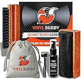 Vinyl Buddy 5-in-1 Vinyl Record Cleaning Kit | Premium Hardwood Velvet &amp; Microfiber Brush, Stylus Brush, Alcohol-Free Solution &amp; Storage Pouch &mdash; Clean, Protect &amp; Restore Your LPs