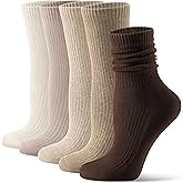 CS CELERSPORT Crew Socks for Women, 5 Pack Retro Cotton Casual Cushioned Slouchy Socks