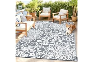 Findosom Waterproof Outdoor Rug 5' x 8' - Reversible Mandala Outdoor Plastic Straw Rug, Durable Foldable Patio Rug for RV, De