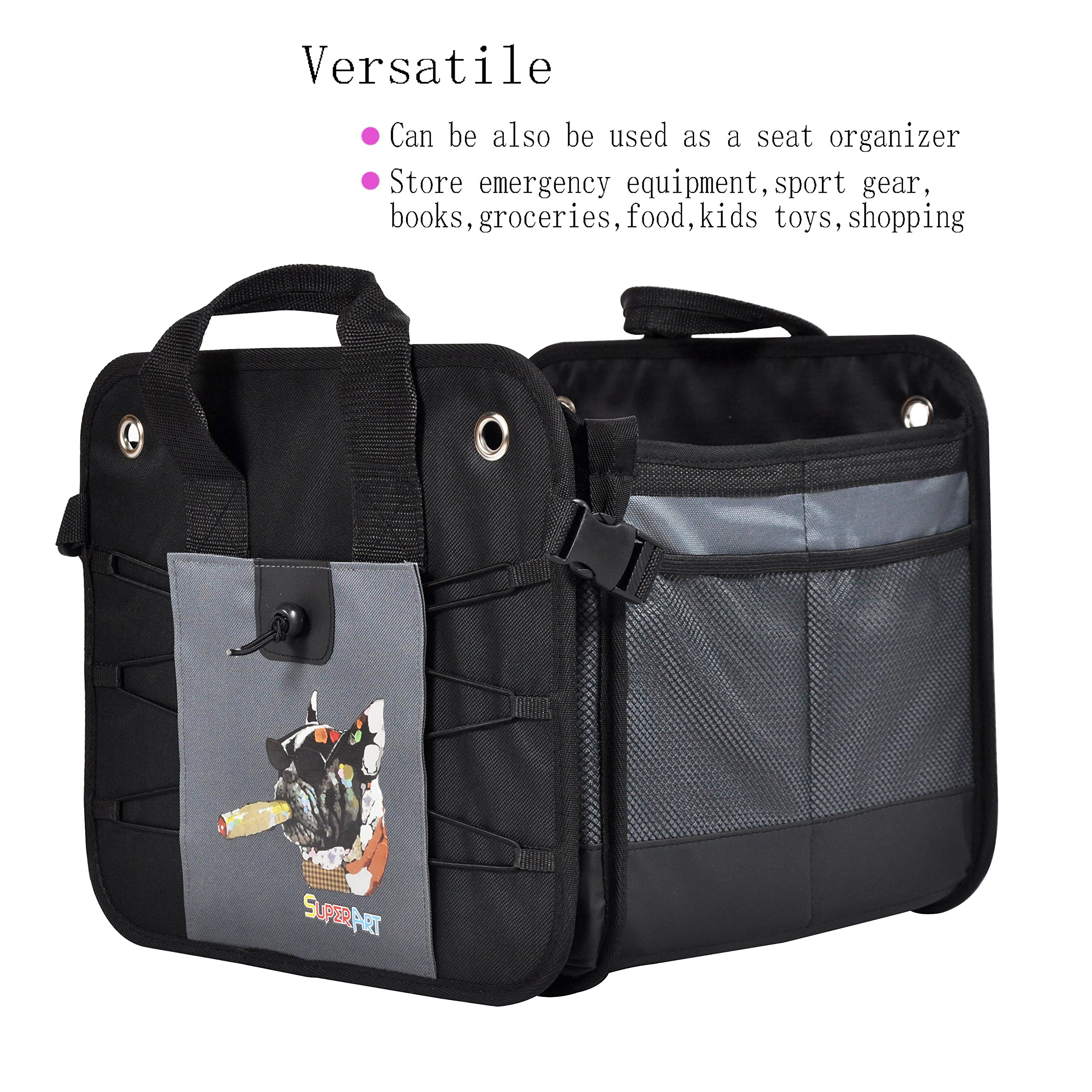 Car Trunk Organizer Heavy Duty Collapsible / Foldable Shopping Tidy Cargo Storage Boxes BAG BIN For Auto Car, SUV, Truck, Home (59 x 37 x 32cm)