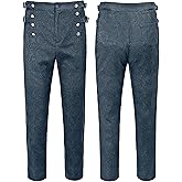 FURPHI Mens Steampunk Gothic Pants Vintage Victorian Trousers Vampire Cosplay Costume