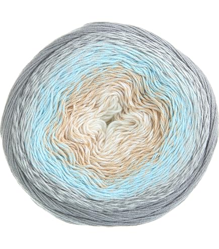 YarnArt Flowers Moonlight Glitter Cotton Yarn - 1093 Yards Sport Weight, Rainbow Metallic Cake