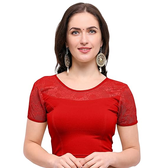 Women's Cotton Lycra Stretchable Readymade Blouse (BL050-83RED-A)
