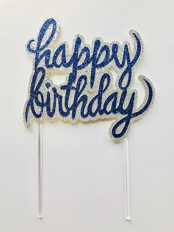 Glittered Happy Birthday Cake Topper Handmade