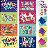 Decorably 24 Pack 6x4in Kids Thank You Cards Kids with Envelopes and Stickers, 8 Fun and Vibrant Designs for Boys & Girls, Blank Inside - All Occasion, School Events, Gifting, Mailing
