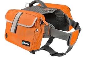 PetAmi Dog Backpack for Medium Large Dogs, Dog Saddle Bag for Dogs to Wear, Harness Saddlebag with Reflective Safety Side Pockets for Hiking, Camping, Vest Dog Pack for Travel (Orange, Large)