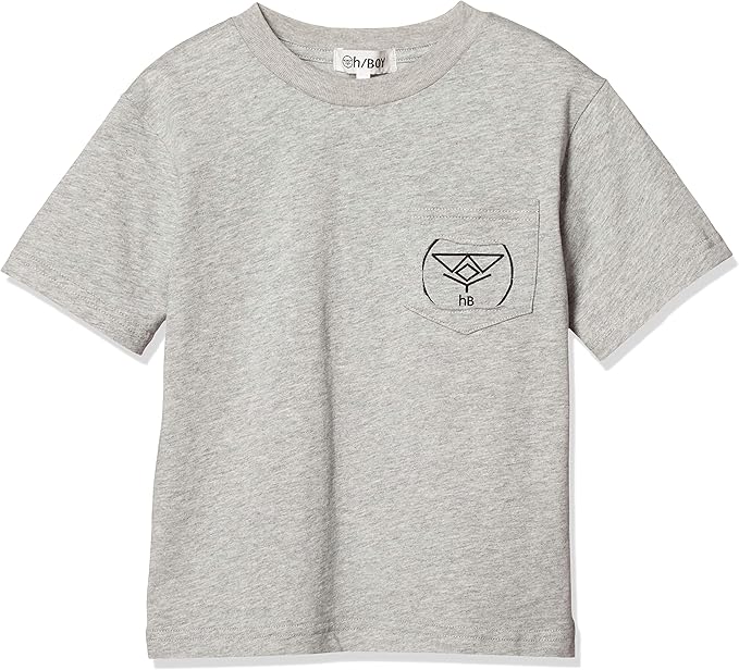 Amazon ハッカキッズ H Boy 胸 ポケット ロゴ マーク 付き 半袖 Tシャツ 男の子 ボーイズ 110 杢グレー Tシャツ カットソー 通販