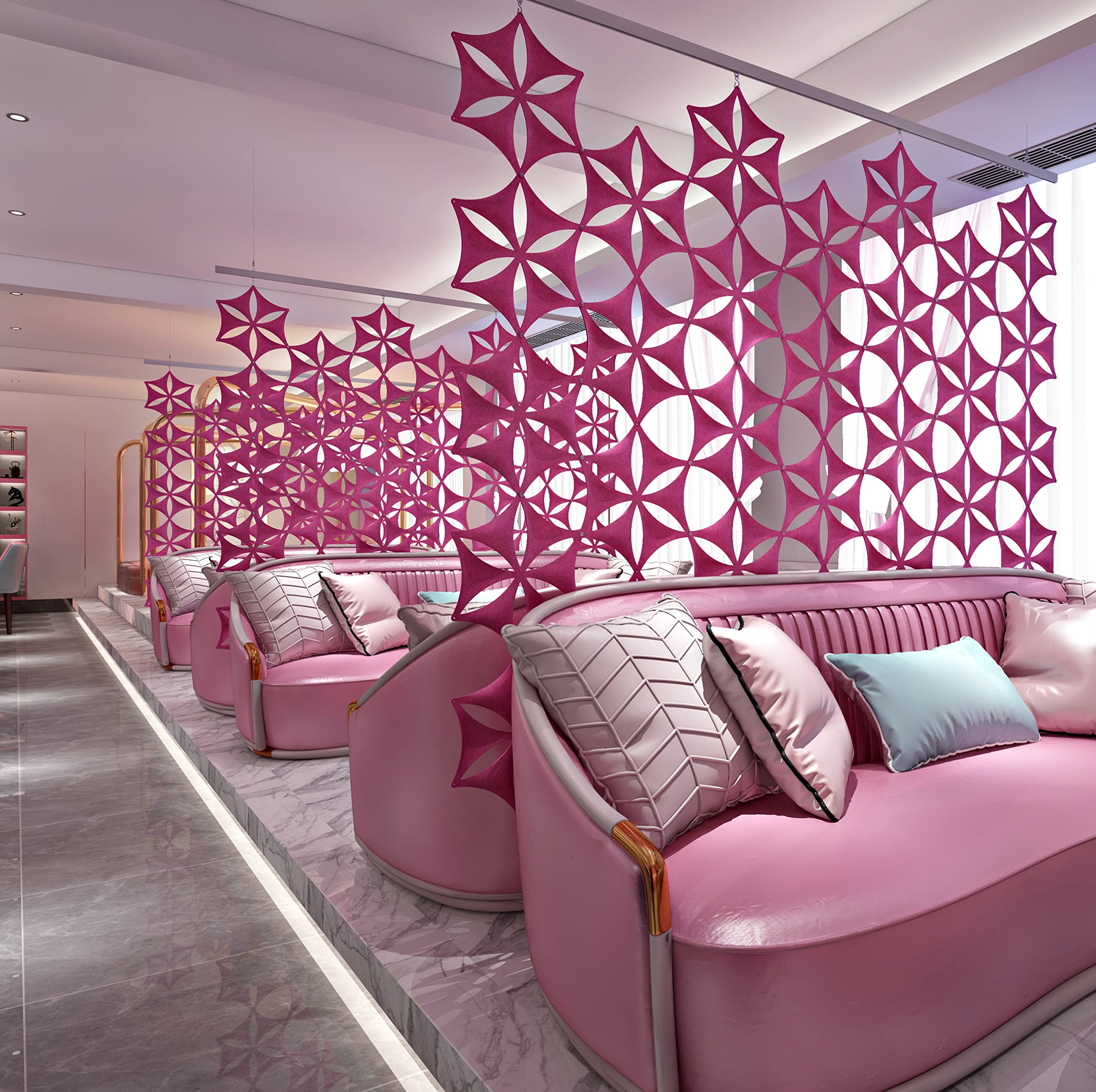 Photo 1 of OSHIYINN Felt Fiber Surface 14"x12" High Density Polyester Fiber Board 3D Flower Venus Hanging Room Divider Panel Cut Room Partition Home Decoratio(12 Pcs) (Pink)
